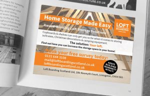 Corporate advertising space design for Loft Boarding Scotland