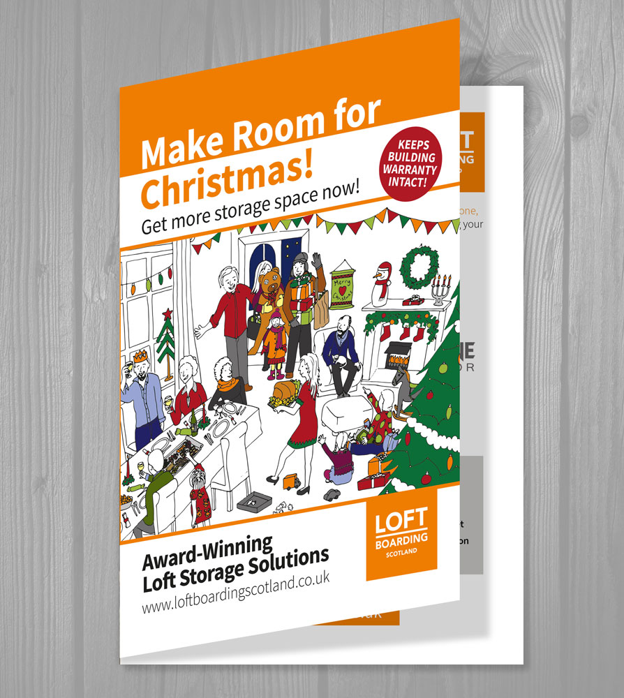 Corporate leaflet design: Make Room for Christmas - Outside view